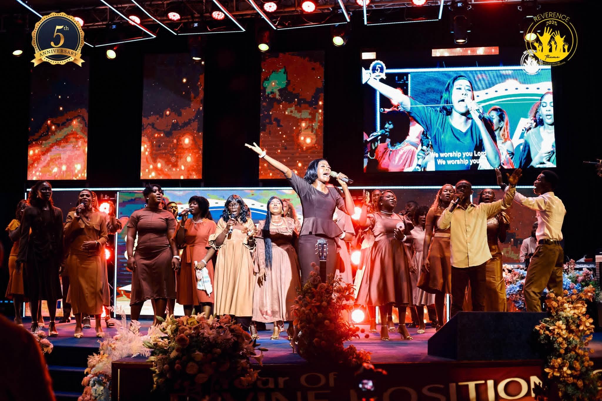 Worship team in full praise